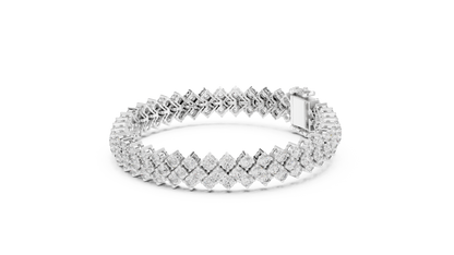Grand Radiance: Yellow Gold Double-Row Diamond Chevron Bracelet