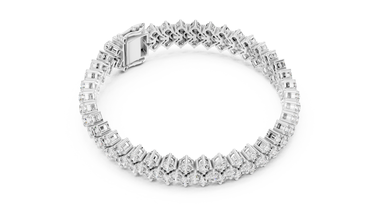 Grand Radiance: Yellow Gold Double-Row Diamond Chevron Bracelet