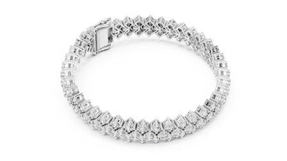 Grand Radiance: Yellow Gold Double-Row Diamond Chevron Bracelet