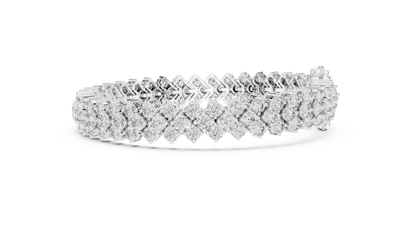 Grand Radiance: Yellow Gold Double-Row Diamond Chevron Bracelet
