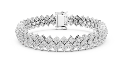 Grand Radiance: Yellow Gold Double-Row Diamond Chevron Bracelet