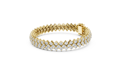 Grand Radiance: Yellow Gold Double-Row Diamond Chevron Bracelet