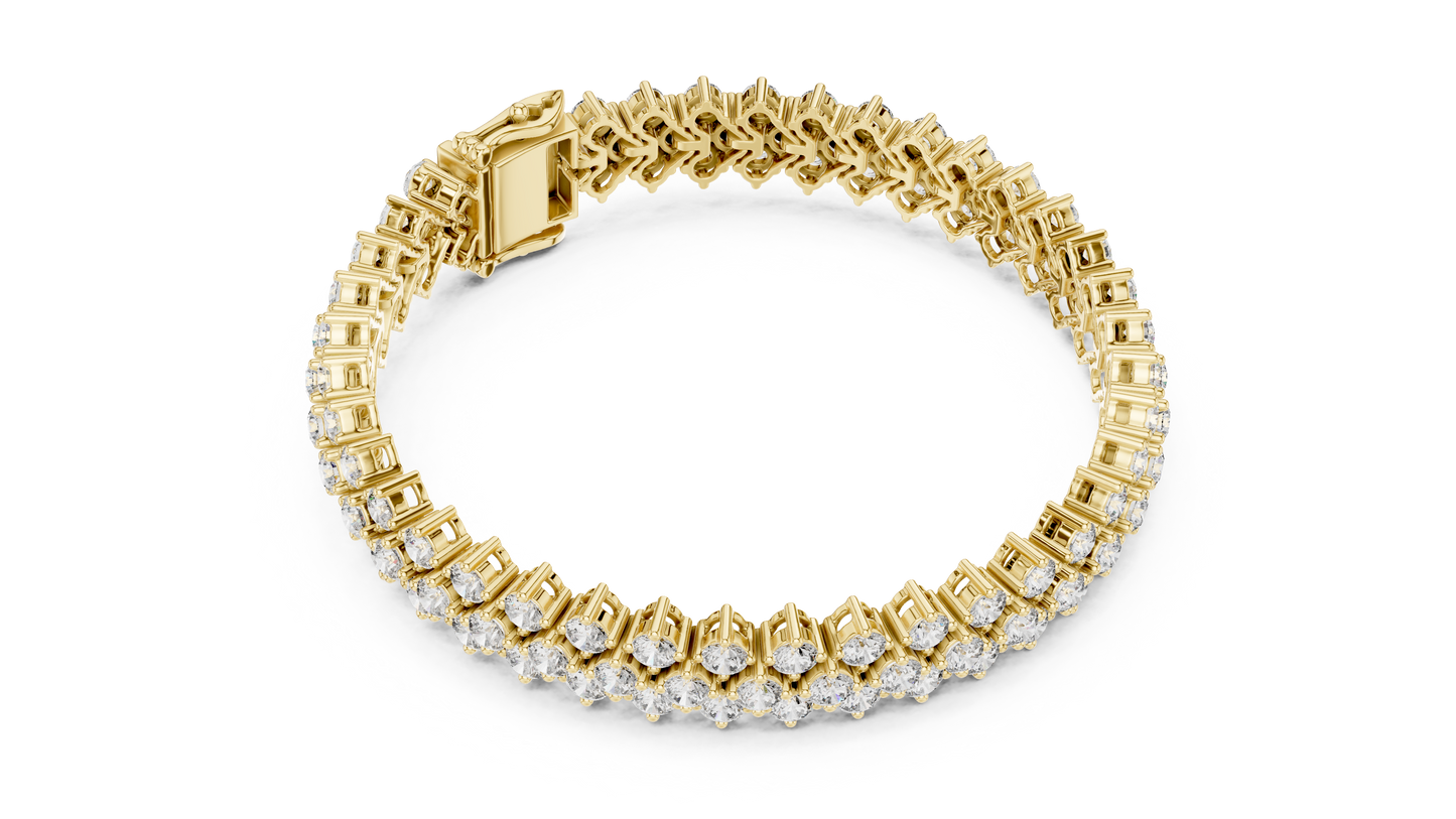 Grand Radiance: Yellow Gold Double-Row Diamond Chevron Bracelet