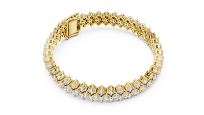 Grand Radiance: Yellow Gold Double-Row Diamond Chevron Bracelet