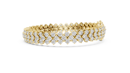 Grand Radiance: Yellow Gold Double-Row Diamond Chevron Bracelet