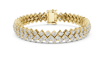 Grand Radiance: Yellow Gold Double-Row Diamond Chevron Bracelet