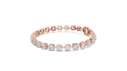10.5CTW Round Brilliant Cut Diamond Solitaire Tennis Bracelet - Yellow Gold