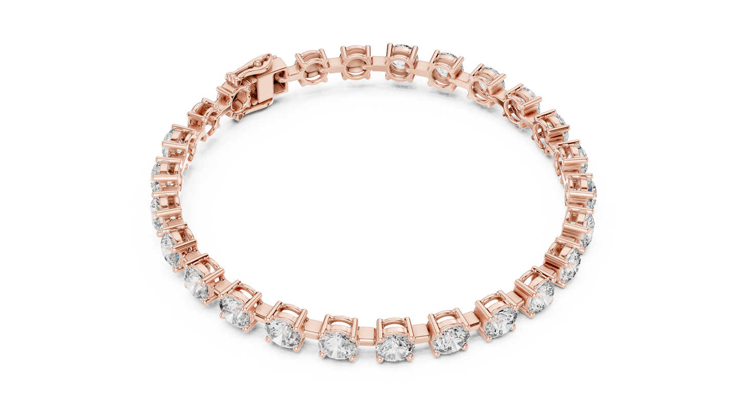 10.5CTW Round Brilliant Cut Diamond Solitaire Tennis Bracelet - Yellow Gold