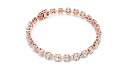 10.5CTW Round Brilliant Cut Diamond Solitaire Tennis Bracelet - Yellow Gold