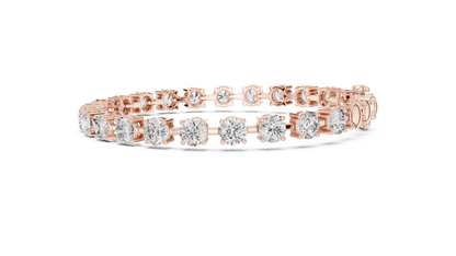 10.5CTW Round Brilliant Cut Diamond Solitaire Tennis Bracelet - Yellow Gold