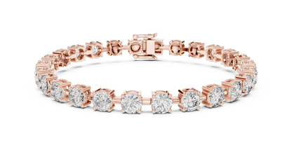 10.5CTW Round Brilliant Cut Diamond Solitaire Tennis Bracelet - Yellow Gold