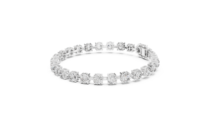 10.5CTW Round Brilliant Cut Diamond Solitaire Tennis Bracelet - Yellow Gold
