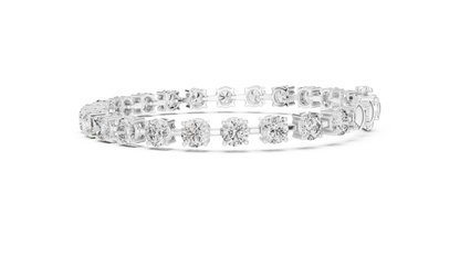 10.5CTW Round Brilliant Cut Diamond Solitaire Tennis Bracelet - Yellow Gold