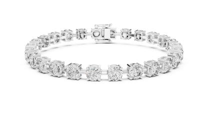 10.5CTW Round Brilliant Cut Diamond Solitaire Tennis Bracelet - Yellow Gold