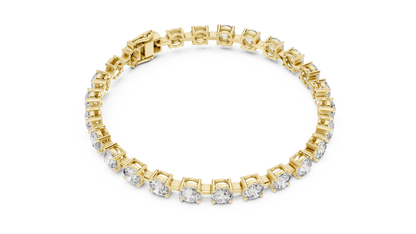 10.5CTW Round Brilliant Cut Diamond Solitaire Tennis Bracelet - Yellow Gold
