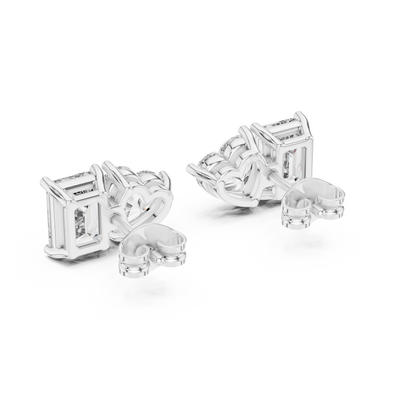 4ctw Emerald and Heart Cut Diamond Toi et Moi Stud Earrings