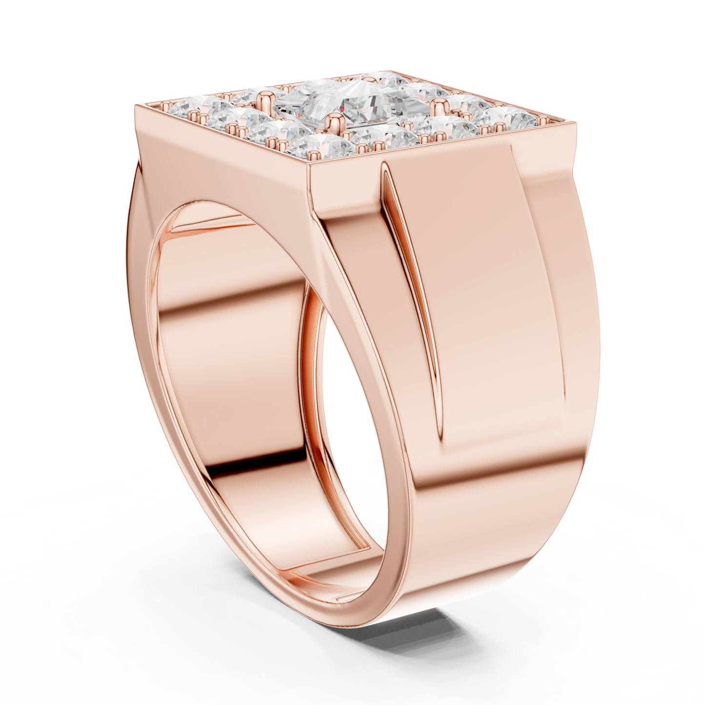 Yellow Gold Princess Cut Diamond Ring - 2.32CTW Square Halo Statement Band