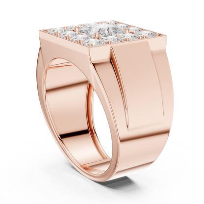 Yellow Gold Princess Cut Diamond Ring - 2.32CTW Square Halo Statement Band