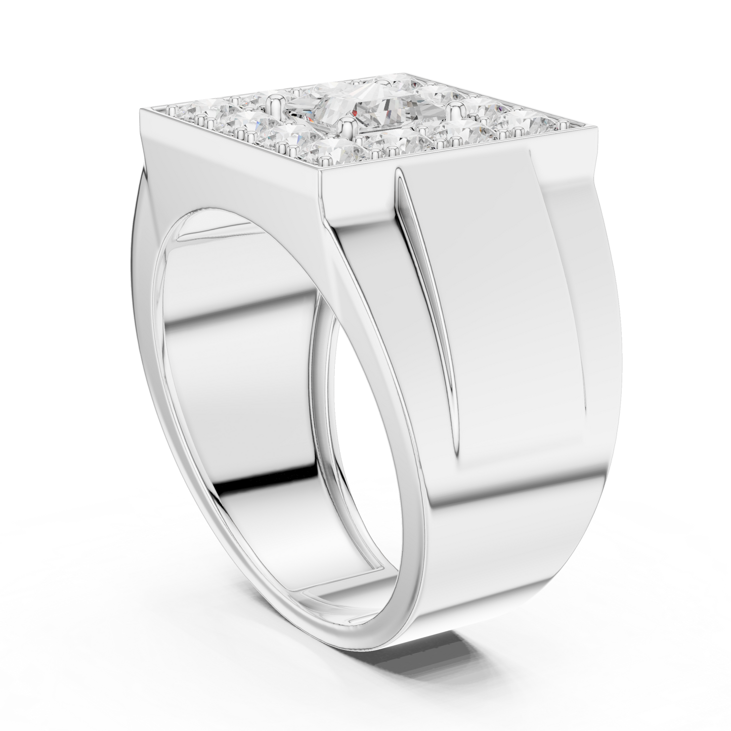 Yellow Gold Princess Cut Diamond Ring - 2.32CTW Square Halo Statement Band