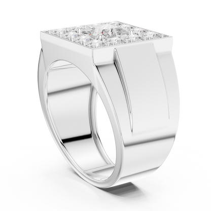 Yellow Gold Princess Cut Diamond Ring - 2.32CTW Square Halo Statement Band