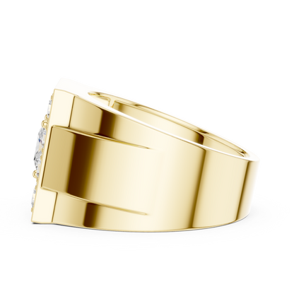 Yellow Gold Princess Cut Diamond Ring - 2.32CTW Square Halo Statement Band