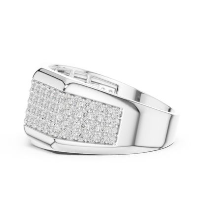 Yellow Gold 4-Row Diamond Pave Band - 1.20CTW Wide Geometric Statement Ring