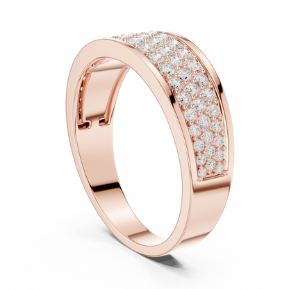 Yellow Gold 3-Row Diamond Eternity Band | 0.93CTW Full Pave Wedding Ring