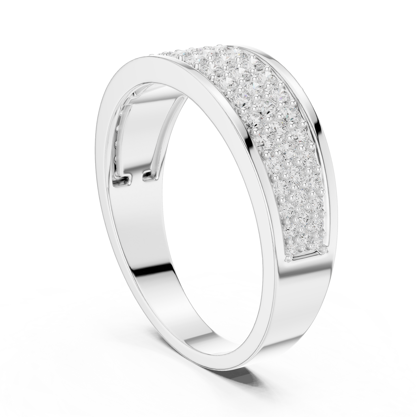 Yellow Gold 3-Row Diamond Eternity Band | 0.93CTW Full Pave Wedding Ring