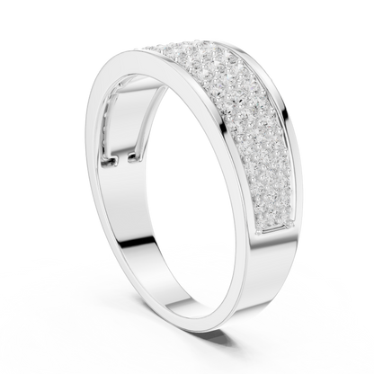 Yellow Gold 3-Row Diamond Eternity Band | 0.93CTW Full Pave Wedding Ring