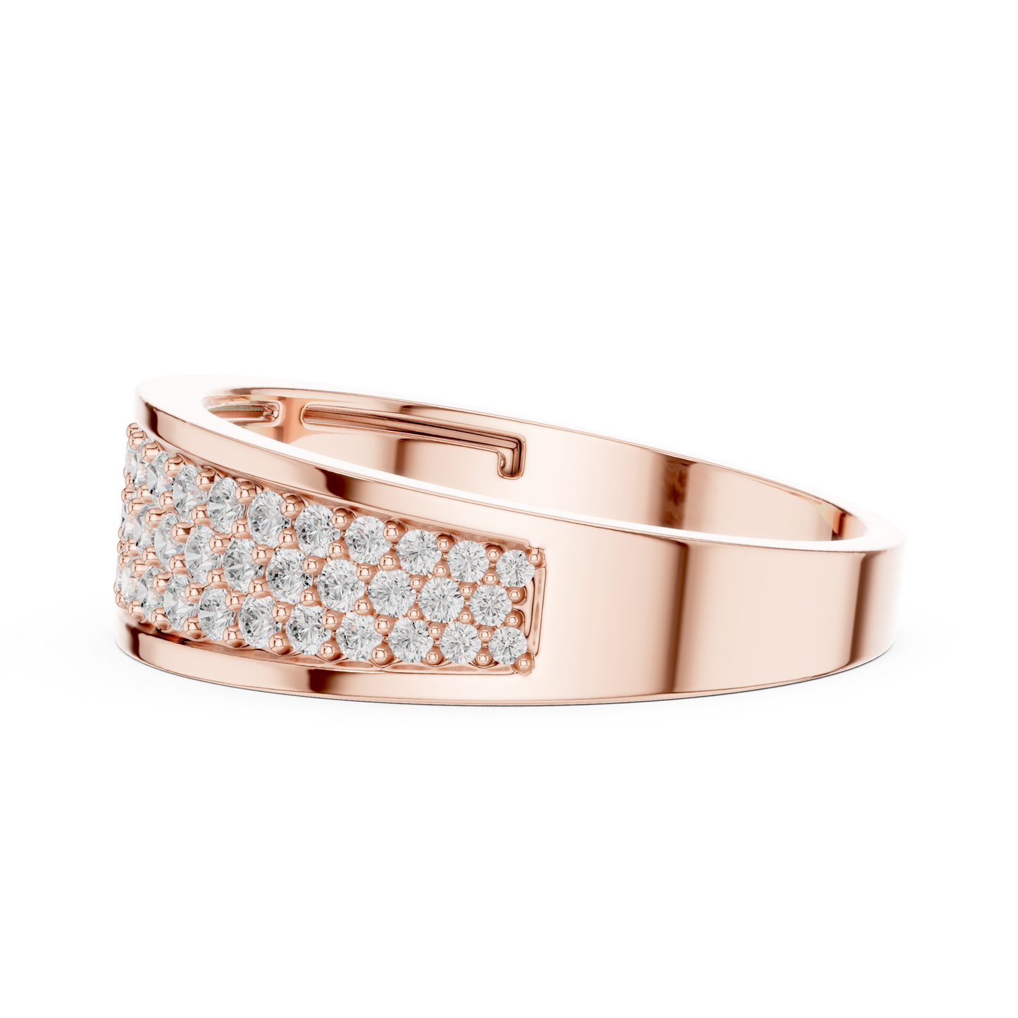 Yellow Gold 3-Row Diamond Eternity Band | 0.93CTW Full Pave Wedding Ring
