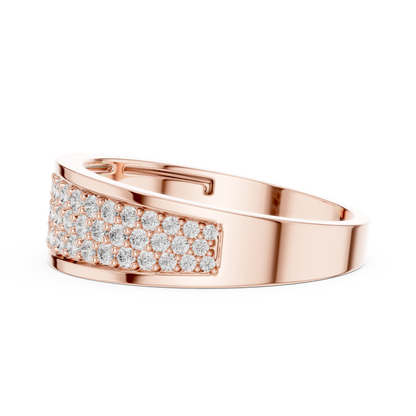 Yellow Gold 3-Row Diamond Eternity Band | 0.93CTW Full Pave Wedding Ring