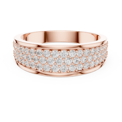 Yellow Gold 3-Row Diamond Eternity Band | 0.93CTW Full Pave Wedding Ring