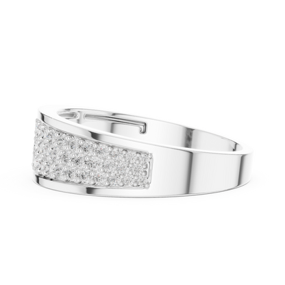 Yellow Gold 3-Row Diamond Eternity Band | 0.93CTW Full Pave Wedding Ring