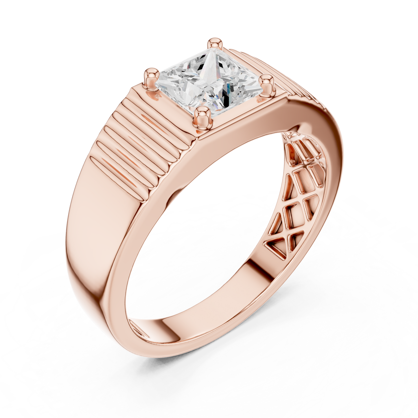 Yellow Gold Princess Cut Diamond Solitaire Band - 0.78CTW