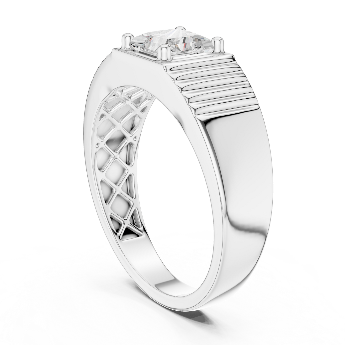 Yellow Gold Princess Cut Diamond Solitaire Band - 0.78CTW