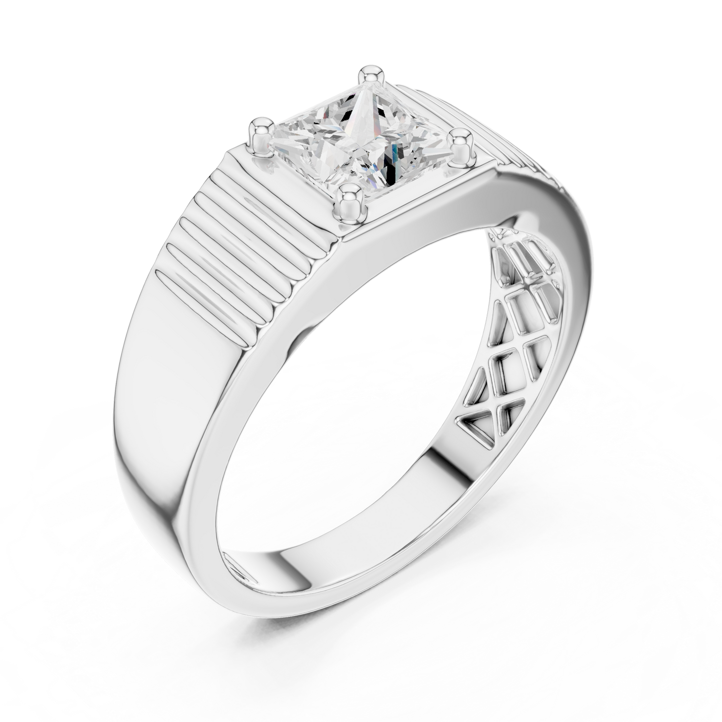 Yellow Gold Princess Cut Diamond Solitaire Band - 0.78CTW