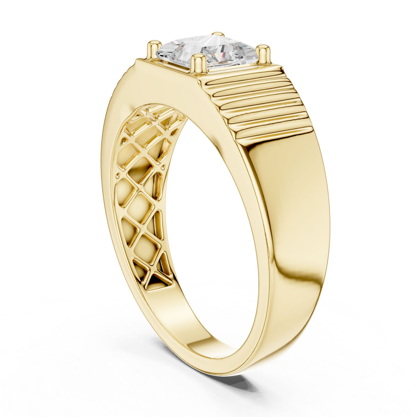 Yellow Gold Princess Cut Diamond Solitaire Band - 0.78CTW
