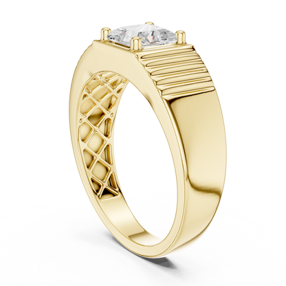 Yellow Gold Princess Cut Diamond Solitaire Band - 0.78CTW