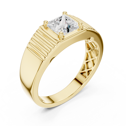 Yellow Gold Princess Cut Diamond Solitaire Band - 0.78CTW