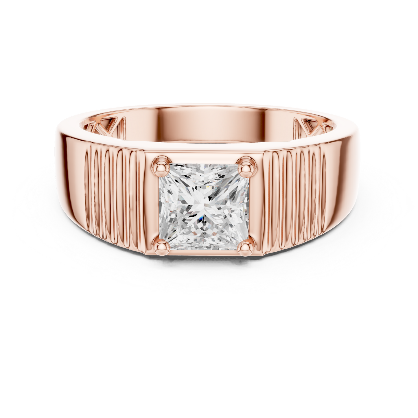 Yellow Gold Princess Cut Diamond Solitaire Band - 0.78CTW