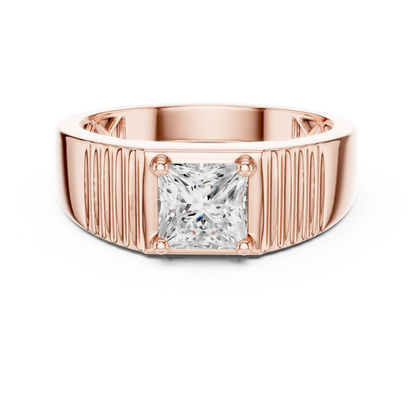 Yellow Gold Princess Cut Diamond Solitaire Band - 0.78CTW