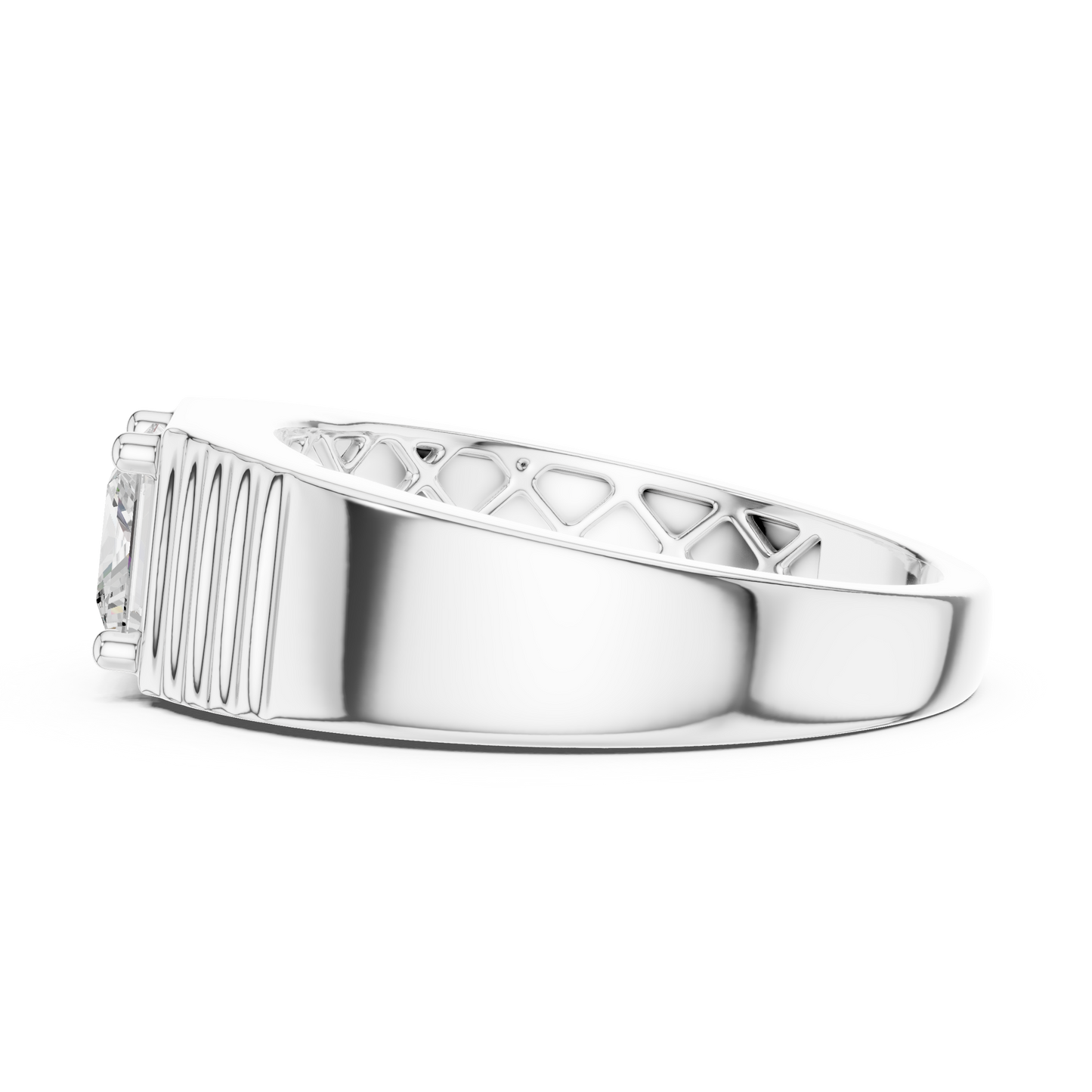 Yellow Gold Princess Cut Diamond Solitaire Band - 0.78CTW