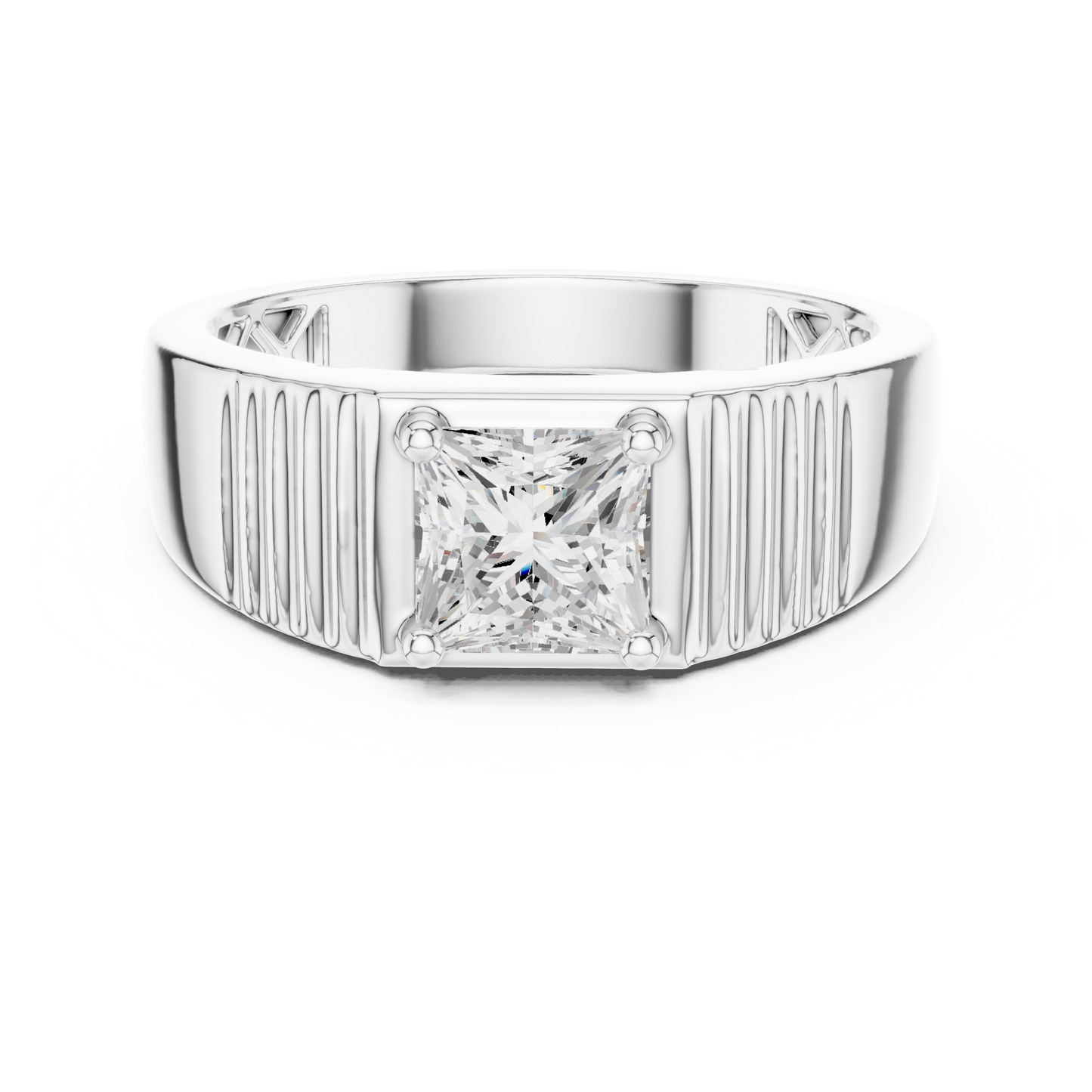 Yellow Gold Princess Cut Diamond Solitaire Band - 0.78CTW