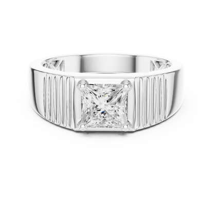 Yellow Gold Princess Cut Diamond Solitaire Band - 0.78CTW