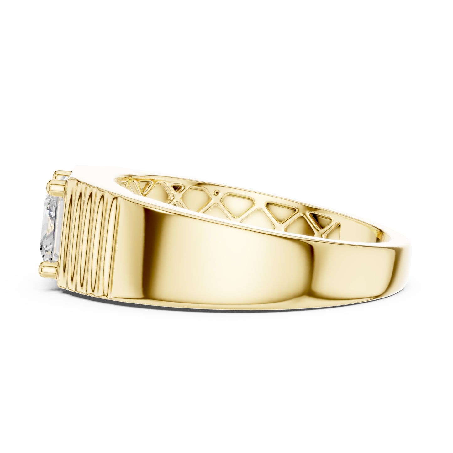 Yellow Gold Princess Cut Diamond Solitaire Band - 0.78CTW