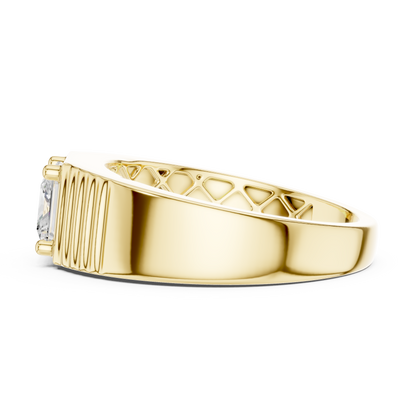 Yellow Gold Princess Cut Diamond Solitaire Band - 0.78CTW