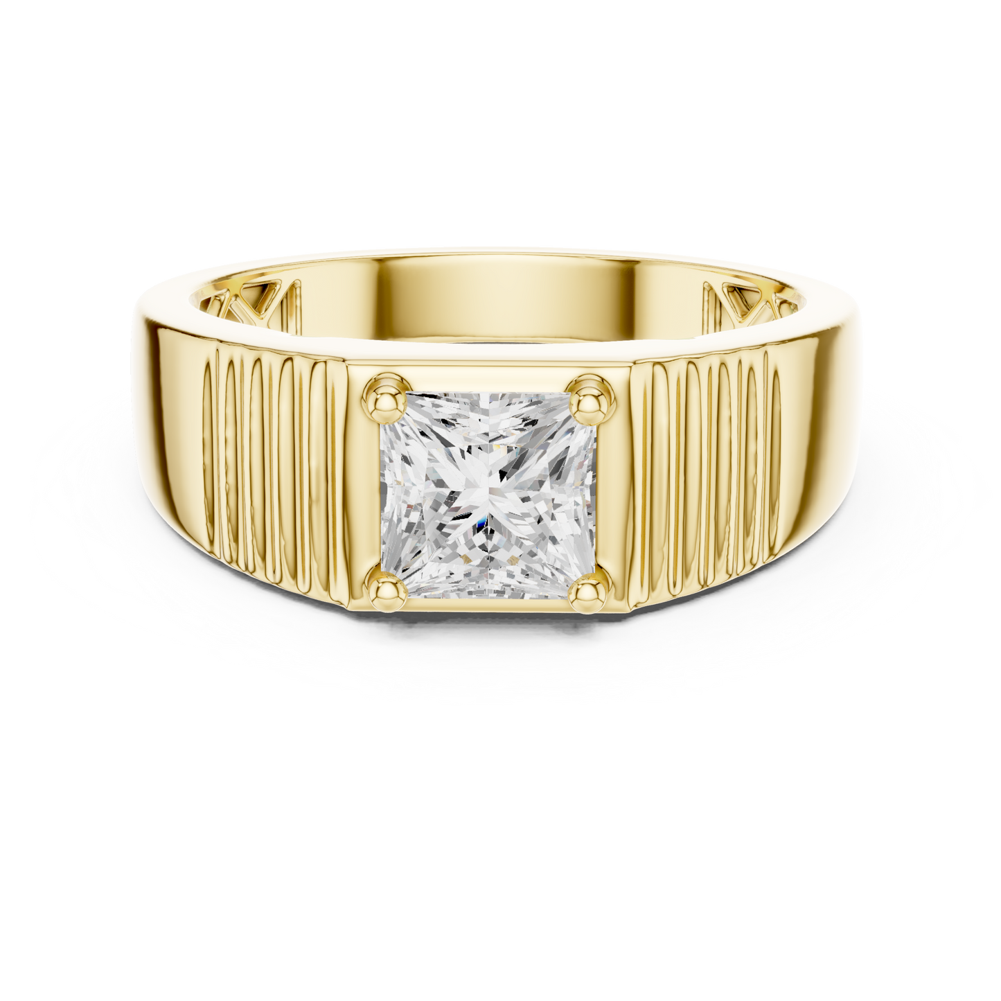 Yellow Gold Princess Cut Diamond Solitaire Band - 0.78CTW