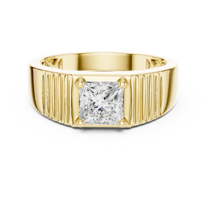 Yellow Gold Princess Cut Diamond Solitaire Band - 0.78CTW
