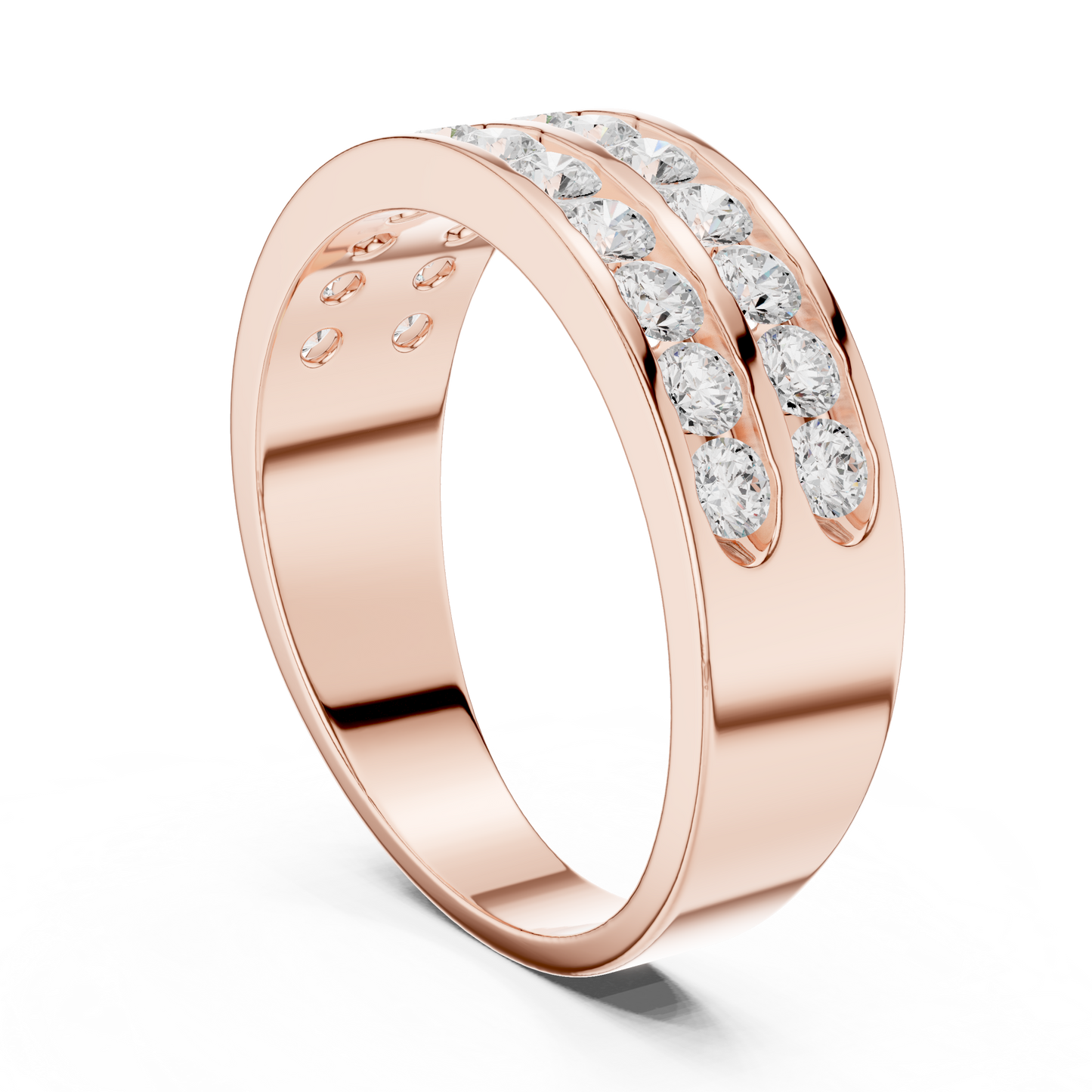 Yellow Gold Double Row Channel Set Diamond Wedding Ring 1.32CTW