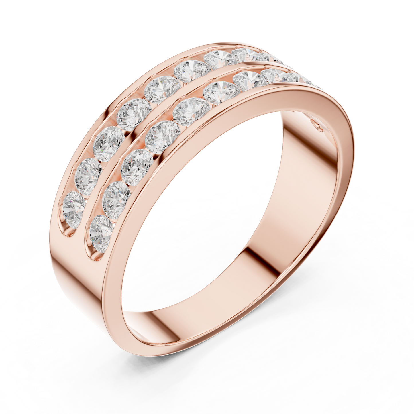Yellow Gold Double Row Channel Set Diamond Wedding Ring 1.32CTW